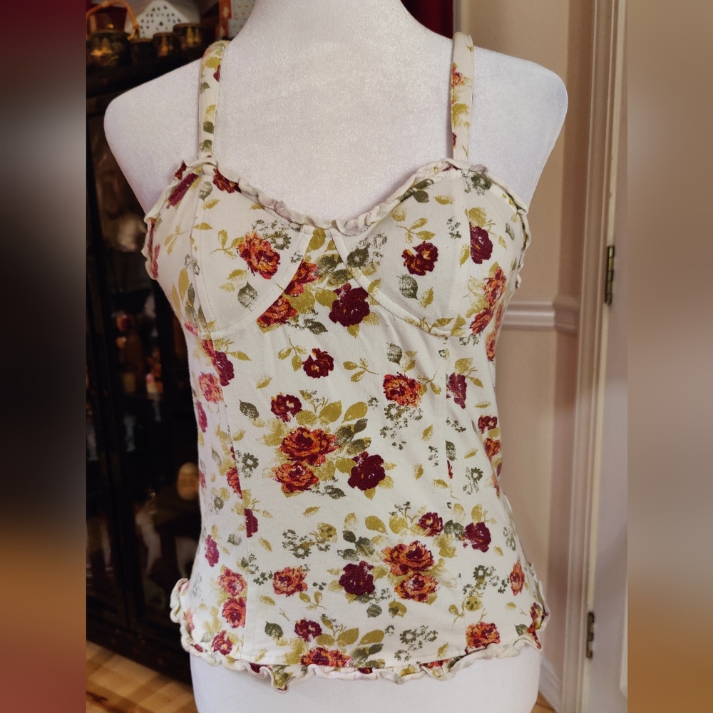 Mudd Floral Body Corset Camisole Tank Top